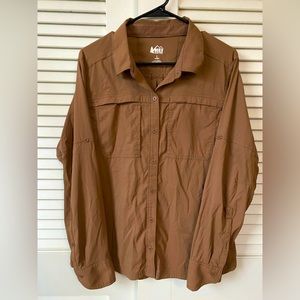 REI Sahara Women’s Hiking Shirt Brown Size Large